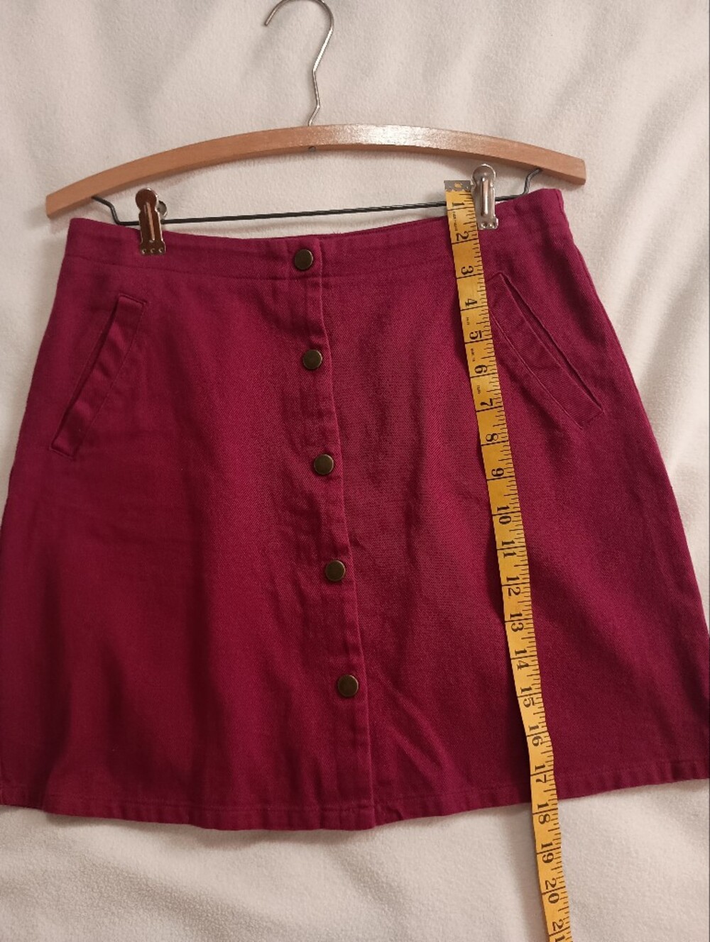 Harper- Burgundy Button-Front Mini Skirt- Size M - Picture 5 of 6